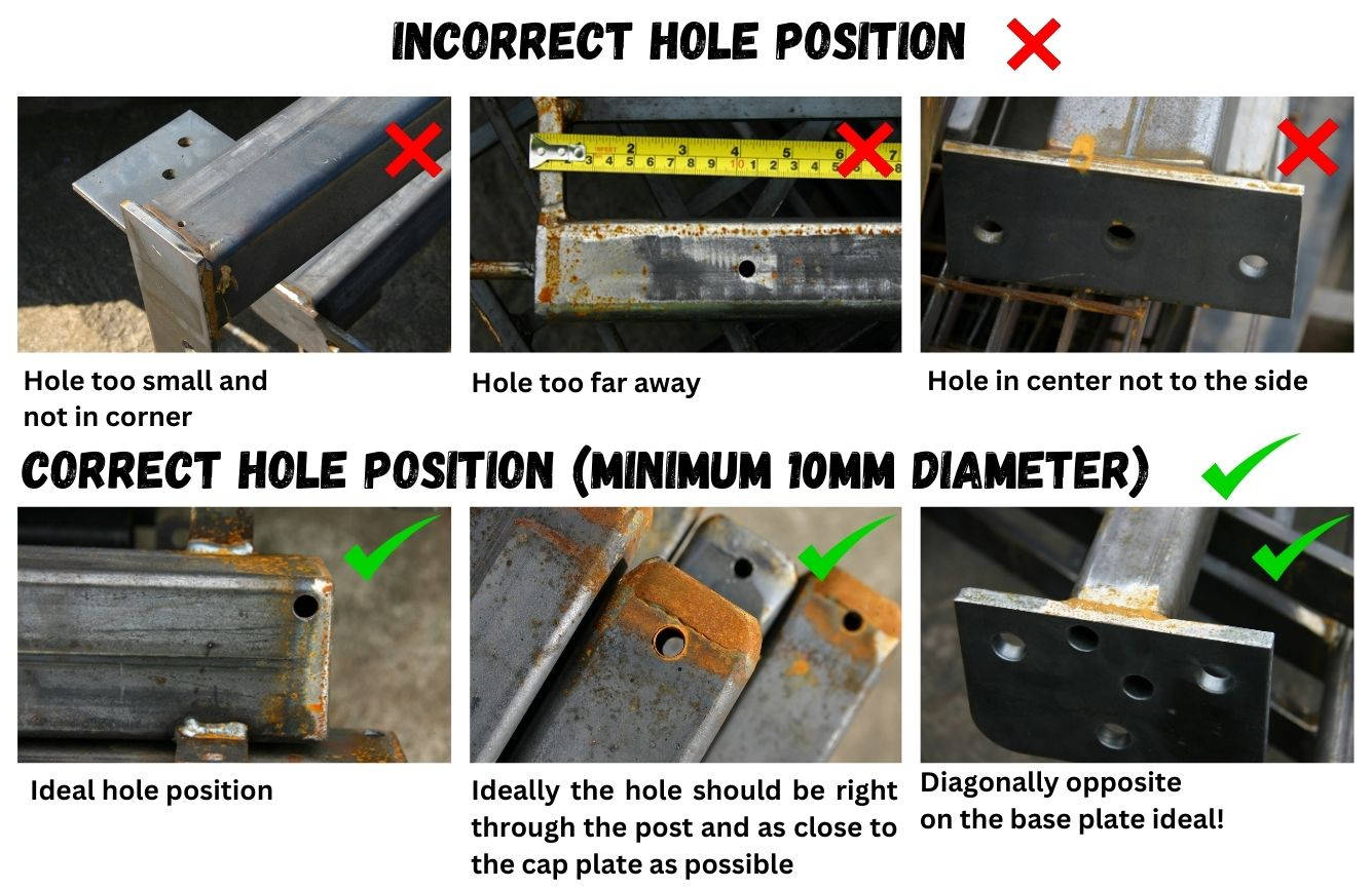 Drain hole position